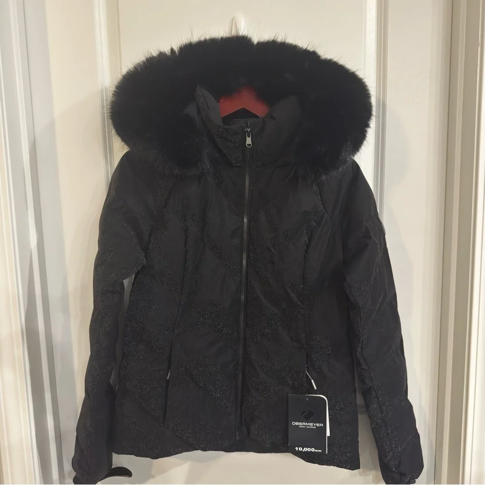 Obermeyer Bombshell Luxe Black Diamond Print Insulated Ski Snow Jacket